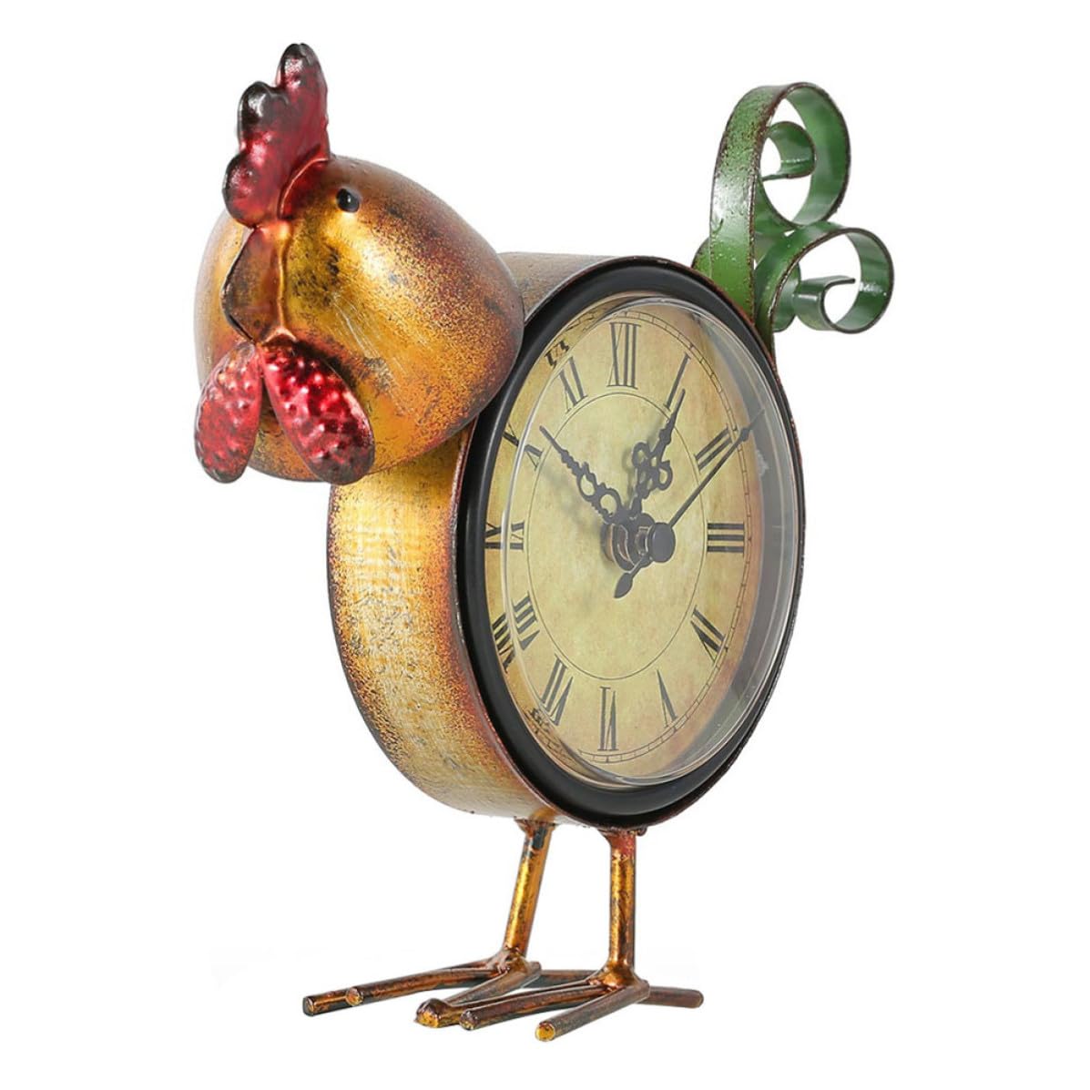 Reloj de escritorio retro VILLCASE de hierro marrón para decoración creativa del hogar