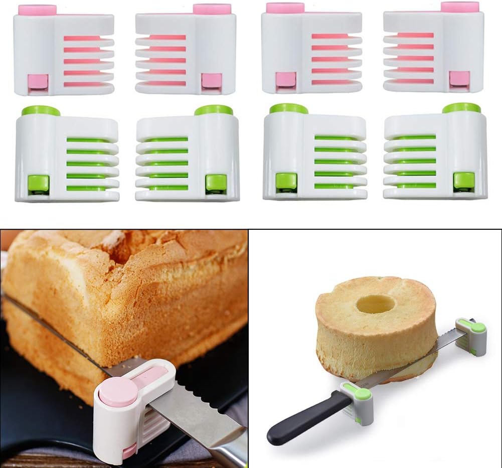 VinBee 8 PACK 5 Layers DIY Cake Bread Cutter Leveler Slicer Adjustable Cutting Fixator Guide Tools DIY Cake Decorating Tools For Kitchen Baking Accessory