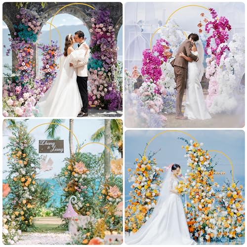 Wokceer Wedding Arch Backdrop Stand 7.2FT, 6FT Gold Metal Arch Stand Set of 2 for Birthday Party Wedding Ceremony Baby Shower Graduation Decoration