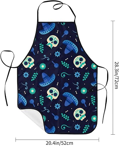 Miniatura 38 de Delantal de calavera de azúcar, delantales de cocina para hombres y mujeres, delantal de cocina, delantal de chef, delantales de jardín ajustables