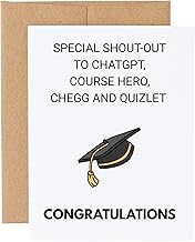 Funny Graduation Card, High School Grad, University College Ceremony, Graduation Party Gift, Special Shout-Out To ChatGPT, Course Hero, Chegg and Quizlet, Undergrad Masters PHD Graduate, Medical Law School