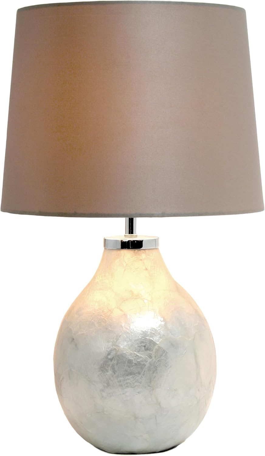 Simple Designs LT1236-PRL 18" Pearl Perfection Traditional Table Lamp, Light Brown/Champagne Shade