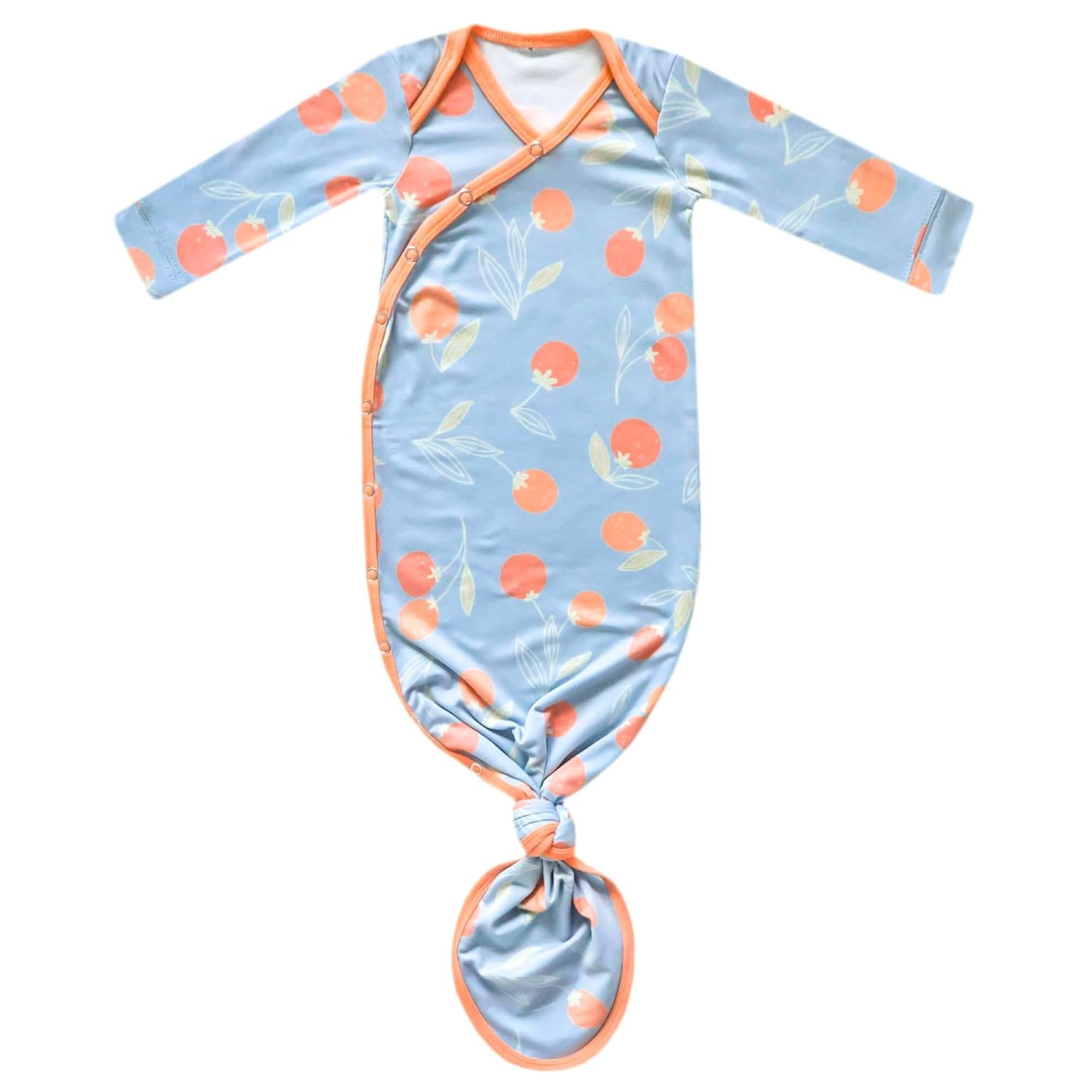Copper Pearl Baby Gown - Knotted Newborn Sleepers for Baby Boy and Girl, Soft Stretchy Long Sleeve Infant Gowns with Bottom Tie and Hand Mittens, Perfect Hospital Coming Home Outfit (Strawberry)