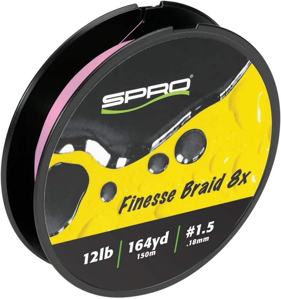 SPRO Fishing SFB8X-12FPK150 Finesse Braid 8X 12Lbs 150M/164Y Flash Pink