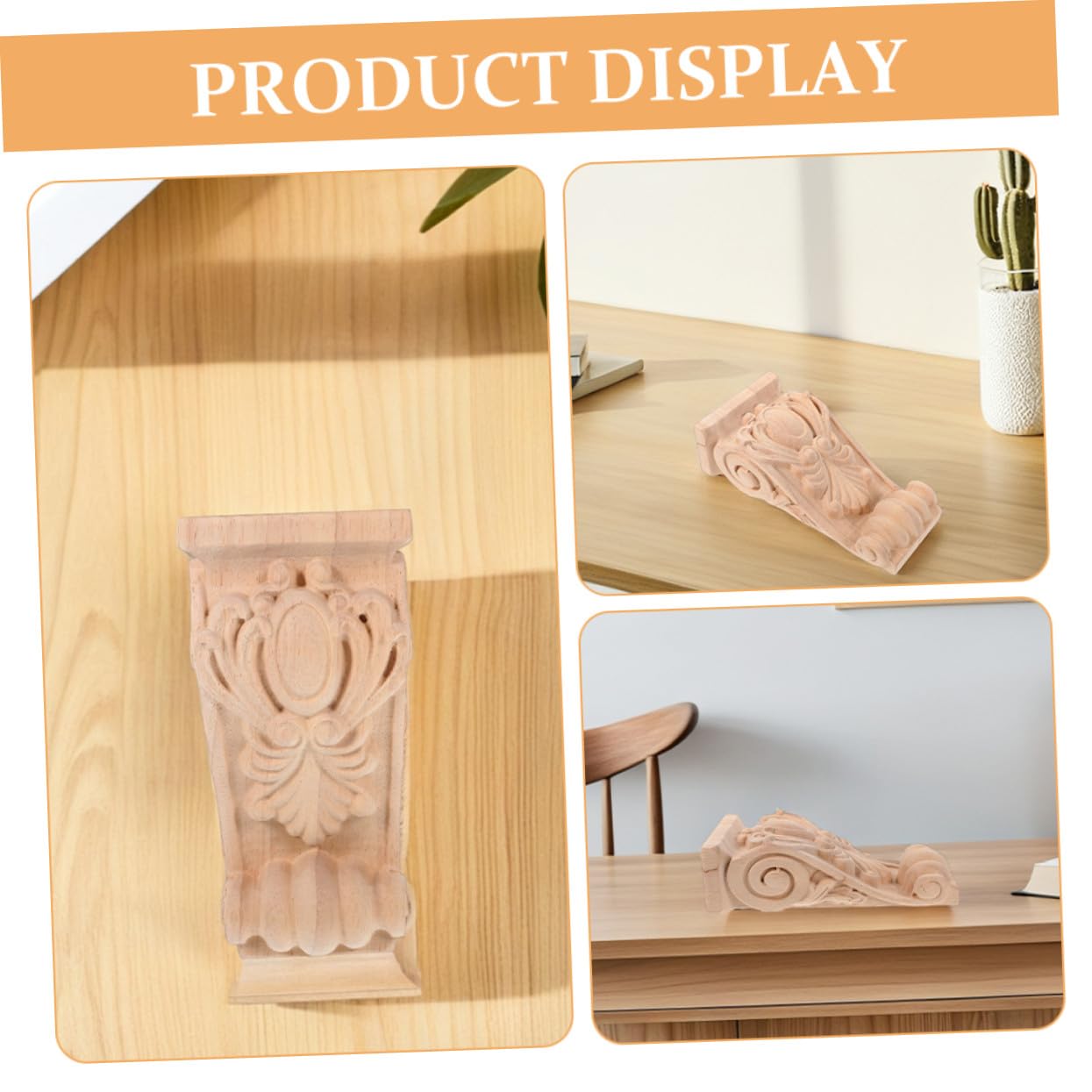 Ménsula de Madera Tallada Estilo Europeo Diseño Clásico Romano Decoración Elegante para Hogar y Puerta Corbels Decorativos sin Pintar