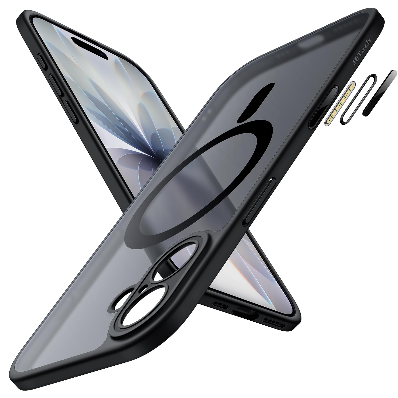 JETech Cover Magnetica per iPhone 17 6,3 Pollici Compatibile con MagSafe, Custodia Sottile con Pulsante di Controllo della Fotocamera Integrato, Retro Traslucido Opaco (Nero)