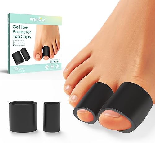 Welnove Protectores de dedos  Paquete de 12 fundas de silicona para dedos de martillo, callos, ampollas, protectores de gel suave para aliviar el