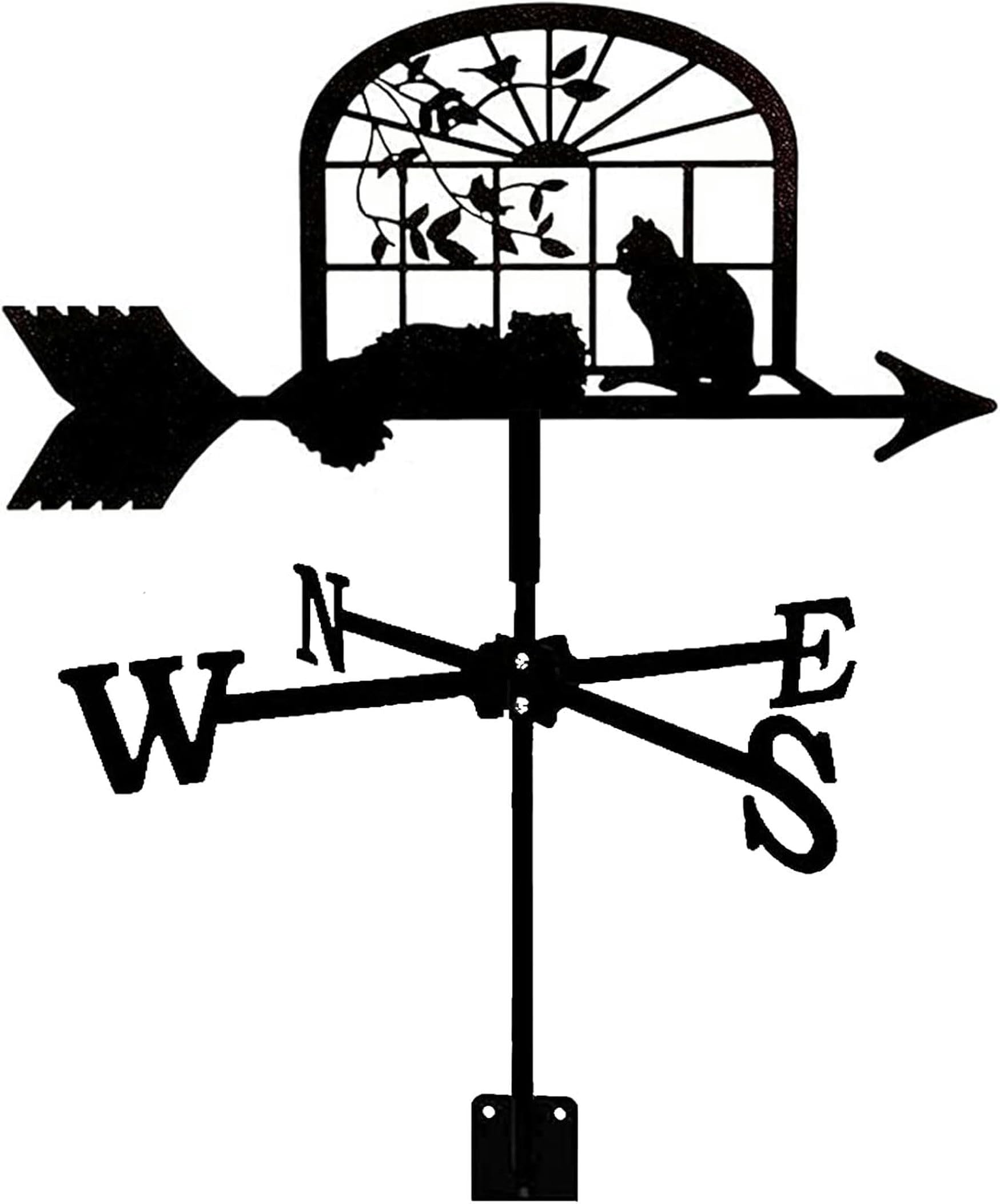 Metalowy uchwyt Wiatrowskaz Farma Retro Weathervane Narzędzie pomiarowe wiatrowskazu ze stali nierdzewnej Czarny wskaźnik kierunku wiatru