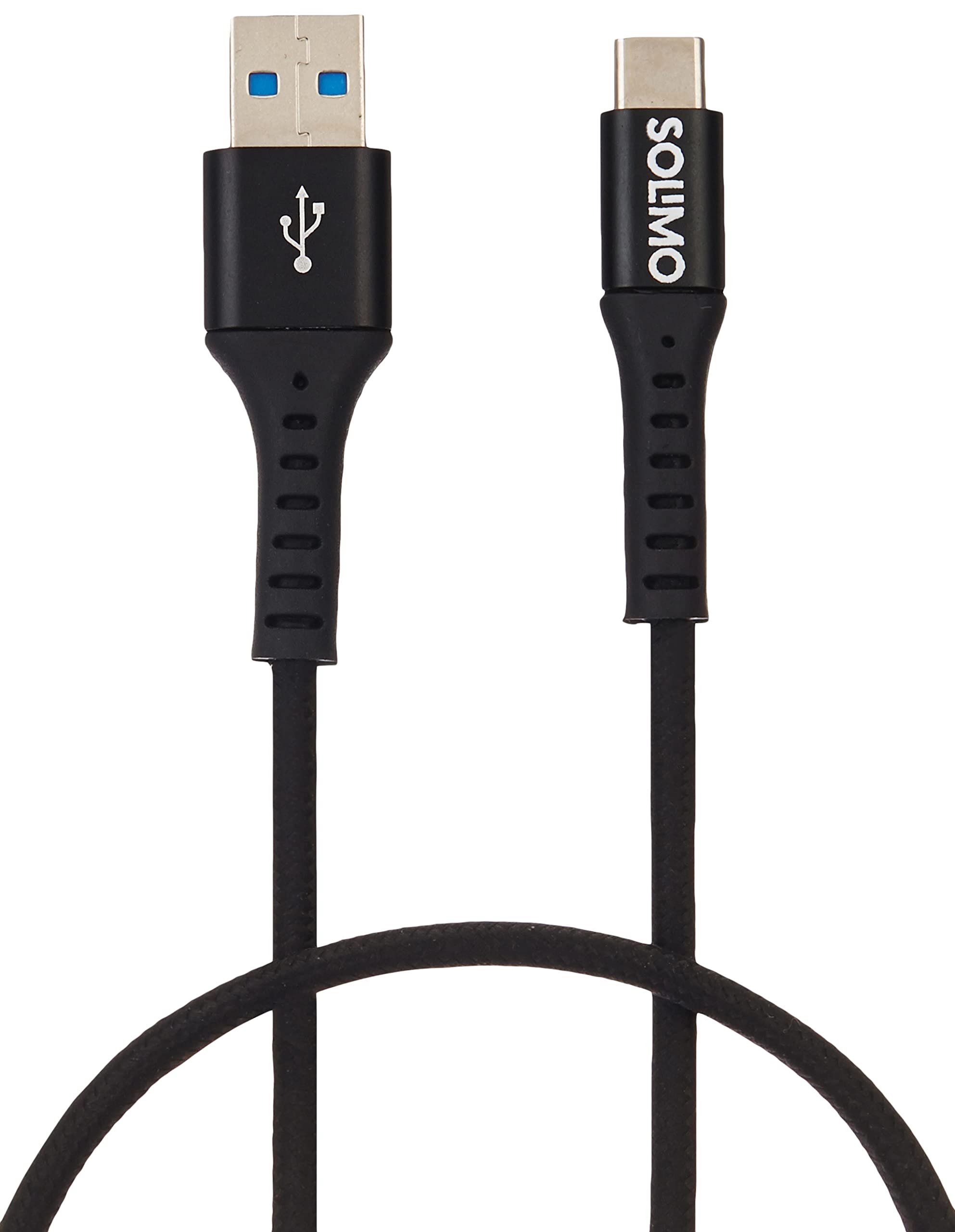 Amazon Brand - Solimo Fast Charging Braided Type C Data Cable, Suitable For All Supported Mobile Phones (1.5 Meter, Black)