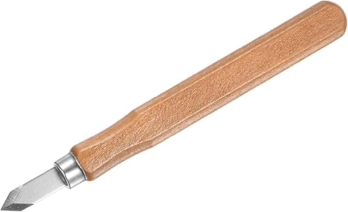 uxcell Cuchillo de tallado de madera, cincel de herramienta de acero de alta velocidad de 0.307 in de gran punta para escultura de bricolaje