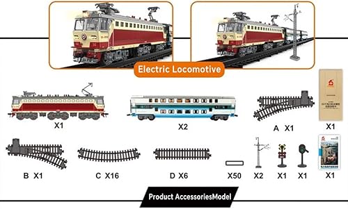 Miniatura 2 de SS7C - Juego de tren eléctrico de aleación de metal con vagones de pasajeros y pista larga, modelo de tren de vapor vintage con luces y efectos de