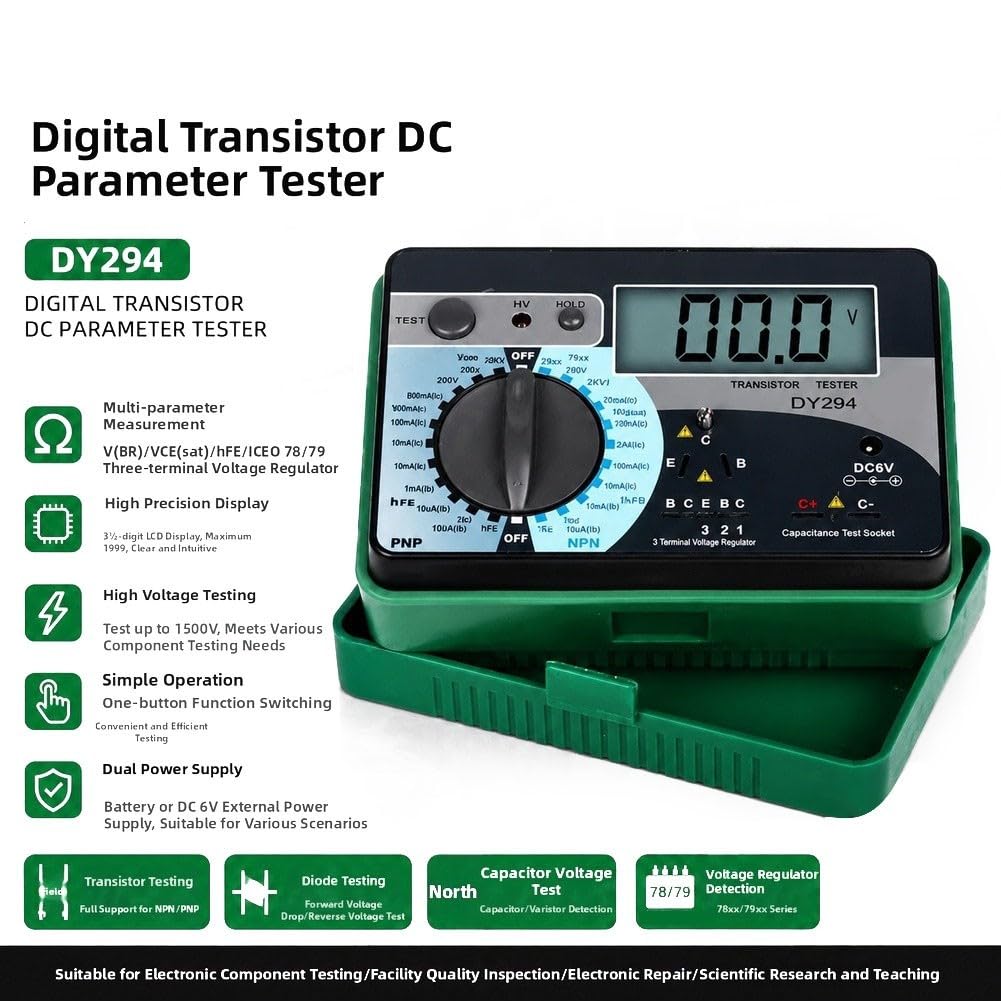 Tester digitale a transistor DY294 per diodi MOSFET Tiristore 78/79 Regolatore, tester ESR di tensione del condensatore con schermo LCD per riparazione di laboratorio