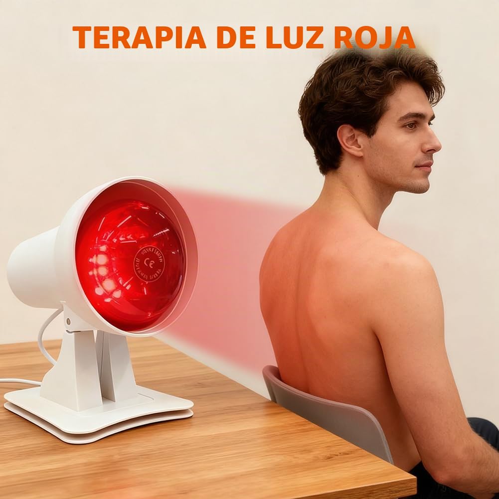 Lámpara infrarroja de 150 W, lámpara de calor roja con temporizador y temperatura ajustable, terapia de lámpara de luz roja para cara y cuerpo, calor profundo contra la fatiga muscular, ángulo