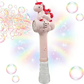 Leduc Máquina de Bolhas Unicórnio Rosa LED Automática – Lança Centenas de Bolhas, Tema Unicórnio, Festa Aniversário Infantil Meninas