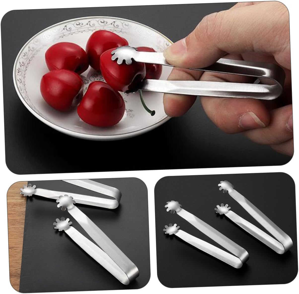 Uonlytech 4Pcs Stainless Steel Mini Sugar Cube Tongs Ice Clips for Cocktail Whiskey Coffee Tea Party Food Serving Smooth Edges