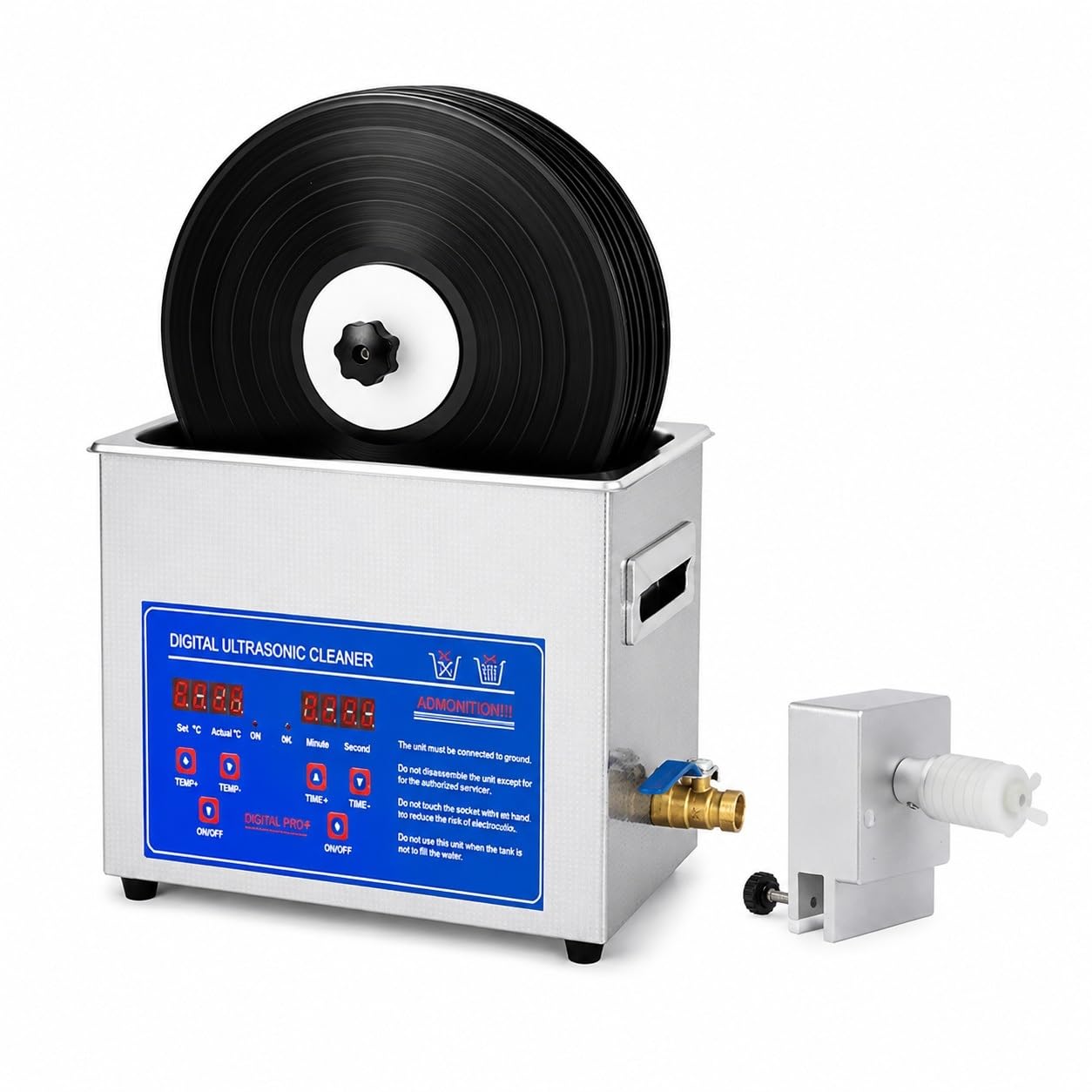 Nettoyeur Ultrasonique Vinyle Professionnel, Machine de Nettoyage pour 8 Disques LP, Rotation Automatique Double Face avec Minuterie 0-30 Min, Restaurer la Qualité Sonore