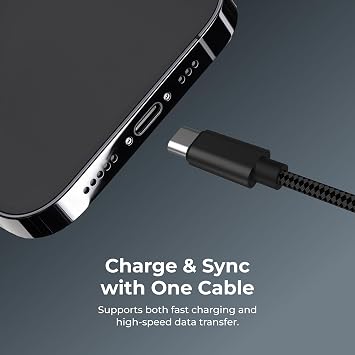 iTOUCH USB-A Fast Charger Set 18W USB-A Wall Charger + 6ft Braided USB-A to USB-C Cable, Durable Nylon, Quick Charging, Multiple Colors (Black/White/Navy/Blush/Purple), for Phones & Tablets (White)