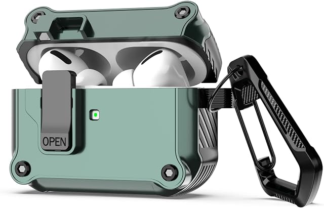 Lopnord for AirPods Pro 2nd Generation Case 2022/1st Generation Case 2019, Compatible with AirPod Pro 2 Case with Magnetic Lock, Shockproof Protective Cover with Keychain Men Women[Front LED Visible]
