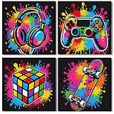 Gemozaic 4 Pack Diamond Art Painting Kits for Kids, Game Controller, 6X6 in