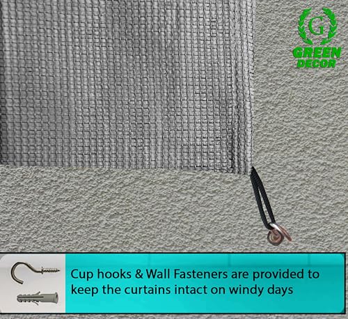 Image of HDPE Fabric 85-90% Sun Blockage & UV Protection Detachable Tab Top Balcony & Outdoor Curtains Temperature Reducing for Window&Door Curtains(Grey Color 4.5X12 Feet) Pack of 2 Piece