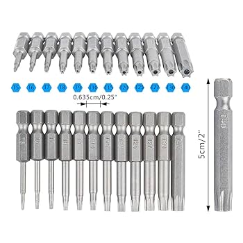 12 Pack Torx Head Screwdriver Bit Set,DanziX 1/4 inch Hex
