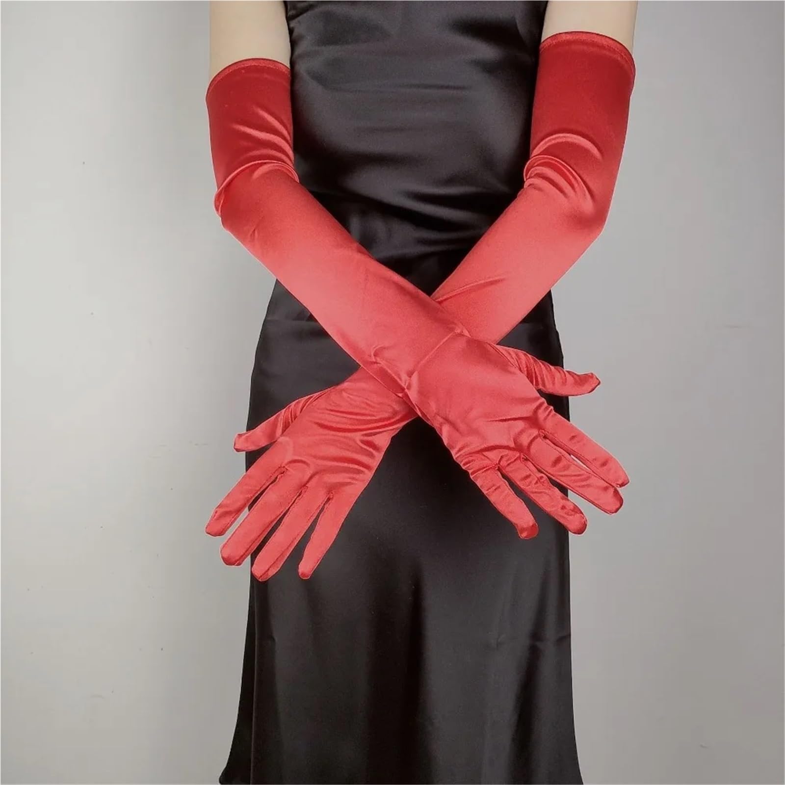 Guantes Largos para Mujer Guantes de felpa elásticos Retro terciopelo guantes largos elegante etiqueta manoplas banquete