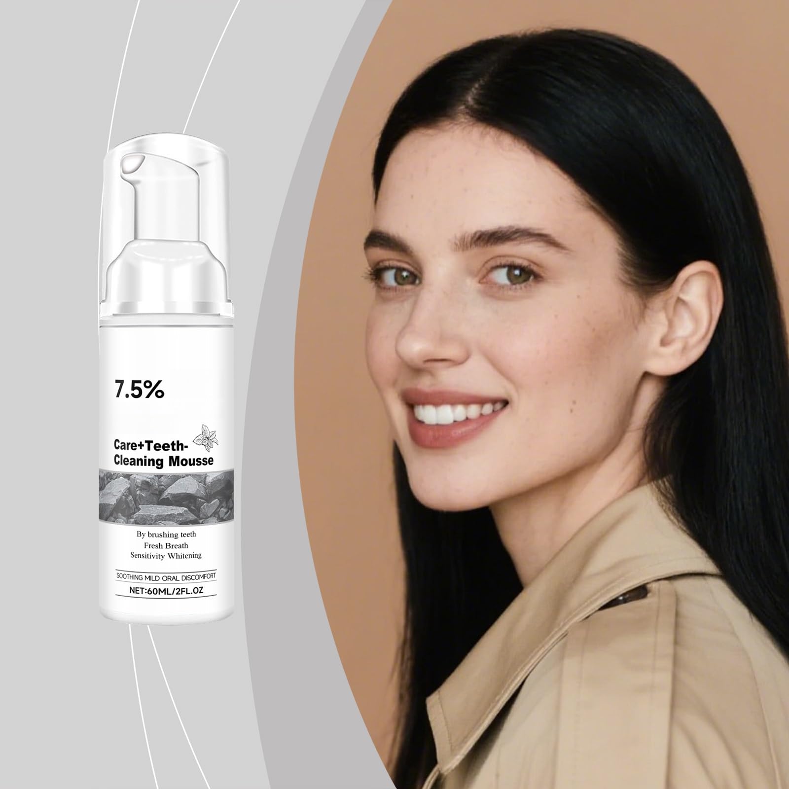 Mousse blanqueadora for dientes, espuma limpiadora suave for un aliento fresco, cuidado bucal diario y mantenimiento de la textura de la superficie(3pcs)