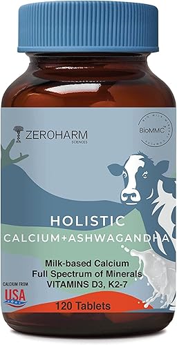 ZEROHARM Holistic Calcium and Ashwagandha Tablets - for Muscles, Bone and Joint Health - 120 Veg Tablets - 700mg disponible en Yaxa Colombia