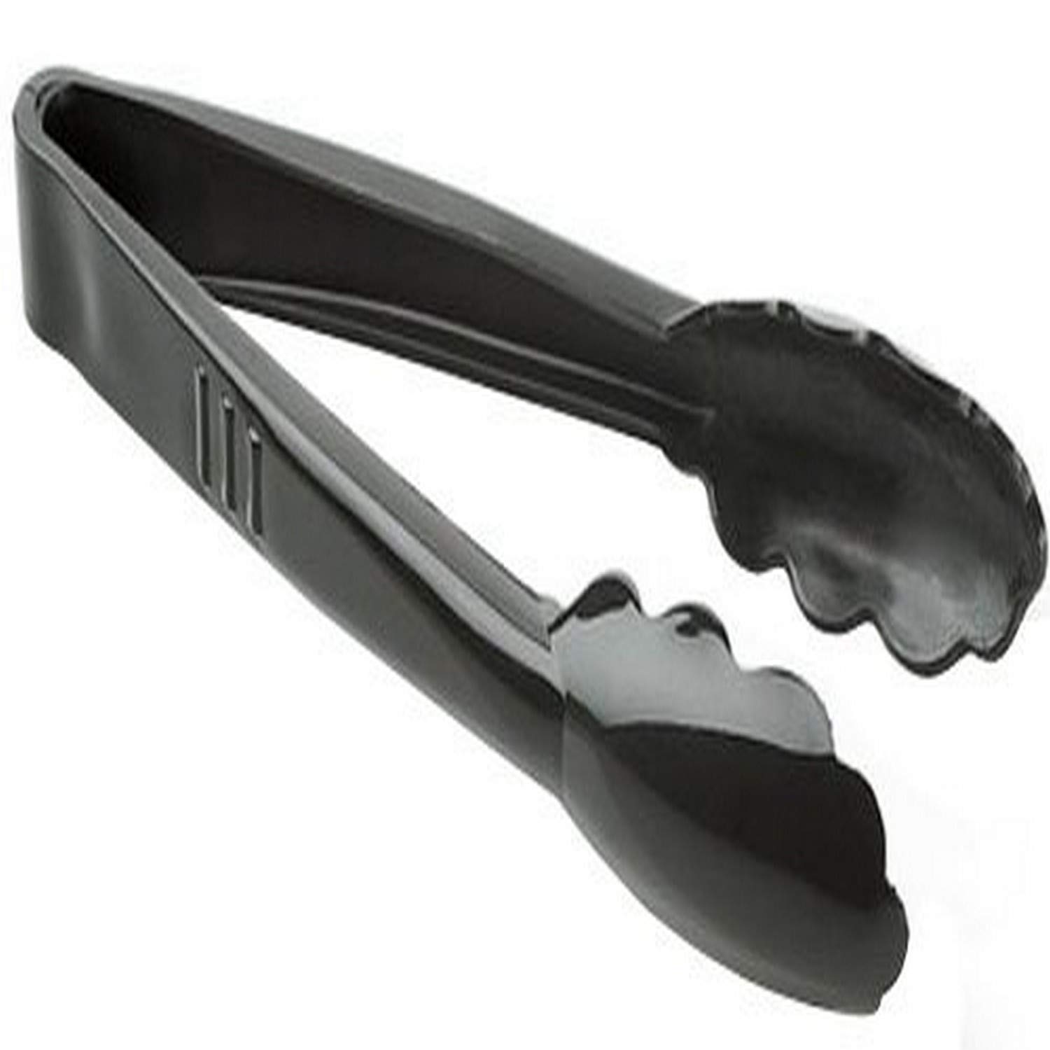 Platter Pleasers Black 9" Scalloped Heavy Duty Tongs 24 Pieces by Fineline settings – Plastic, Black, Pack of 24, Model 3390-BK