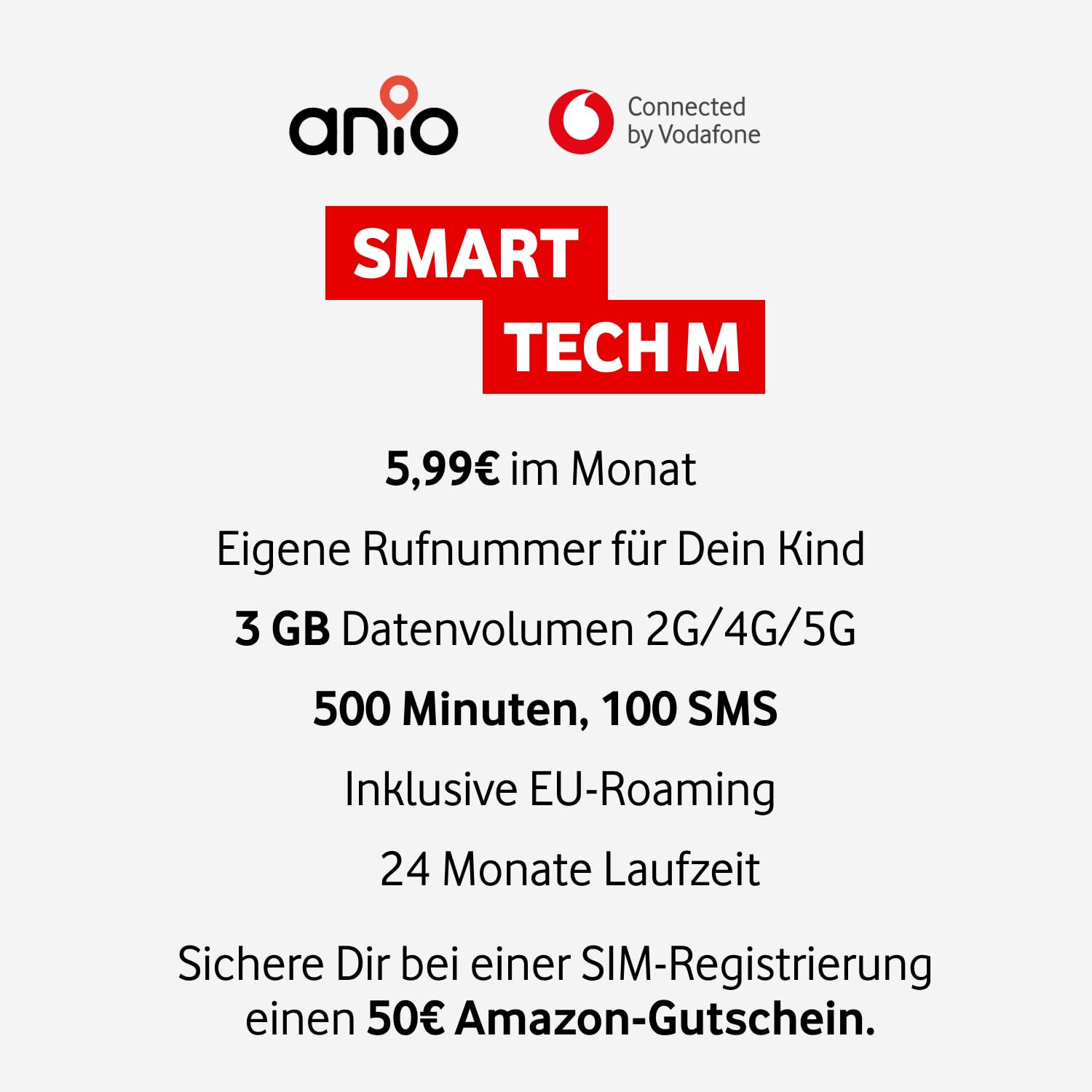Vodafone ANIO 5 s Smartwatch Kinderuhr in Blau SIM | 50€ Amazon-Gutschein nach SIM-Registrierung | GPS-Tracking, SOS-Knopf, Schulmodus, Anrufe | Eltern-App