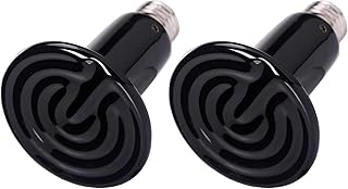 75W 2PCS Reptile Heat Lamp Black Ceramic Heat Emitter,Infrared Heater Bulb for Pet Coop Heater Chicken Lizard Turtle Brooder Aquarium Snake