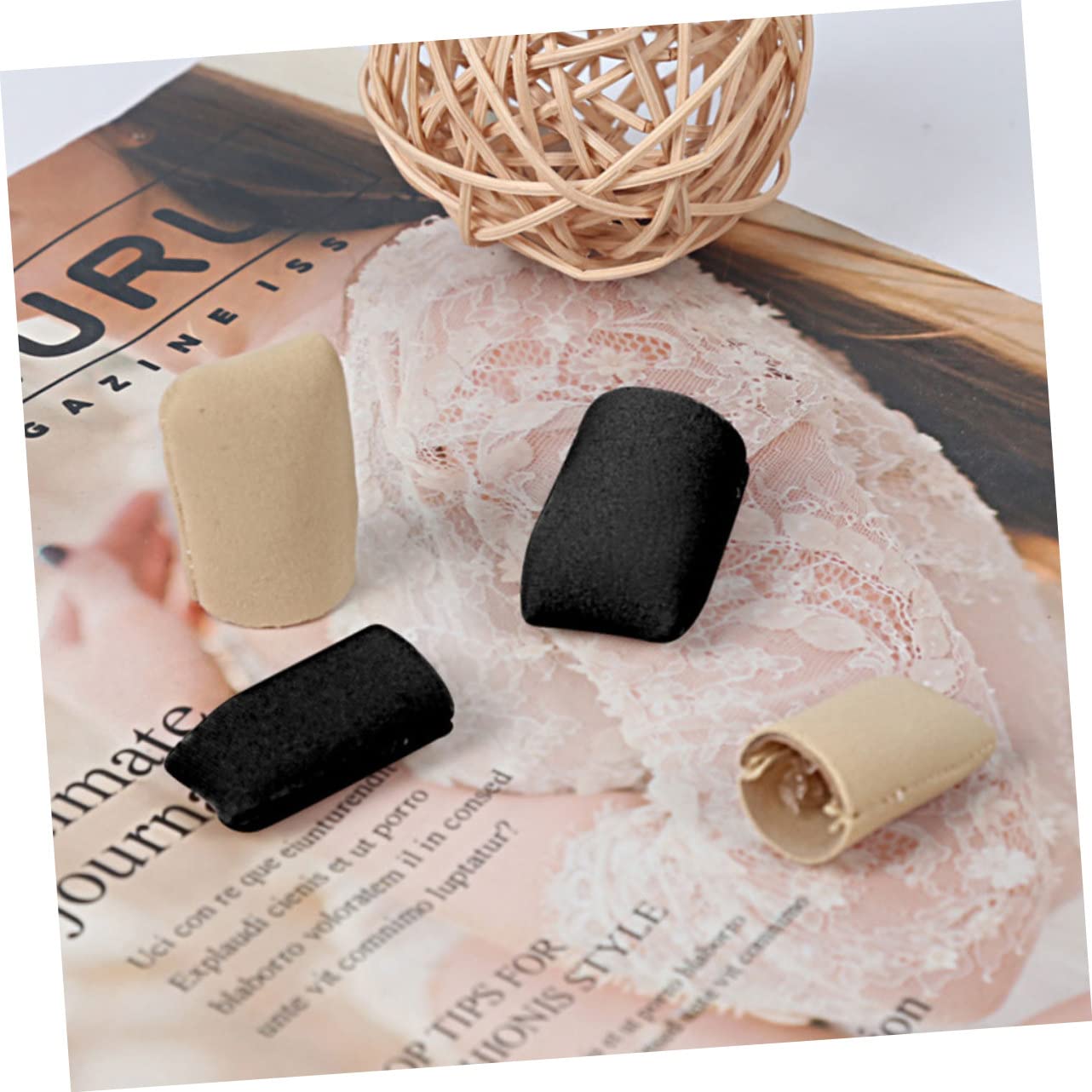 FOMIYES 10pairs Toe Sleeves Silicone Lining Soft Fabric Protector for Sports Everyday Use Reduces Friction and Pressure Suitable for High Heels and Active Lifestyles Colors Skin Tone Black