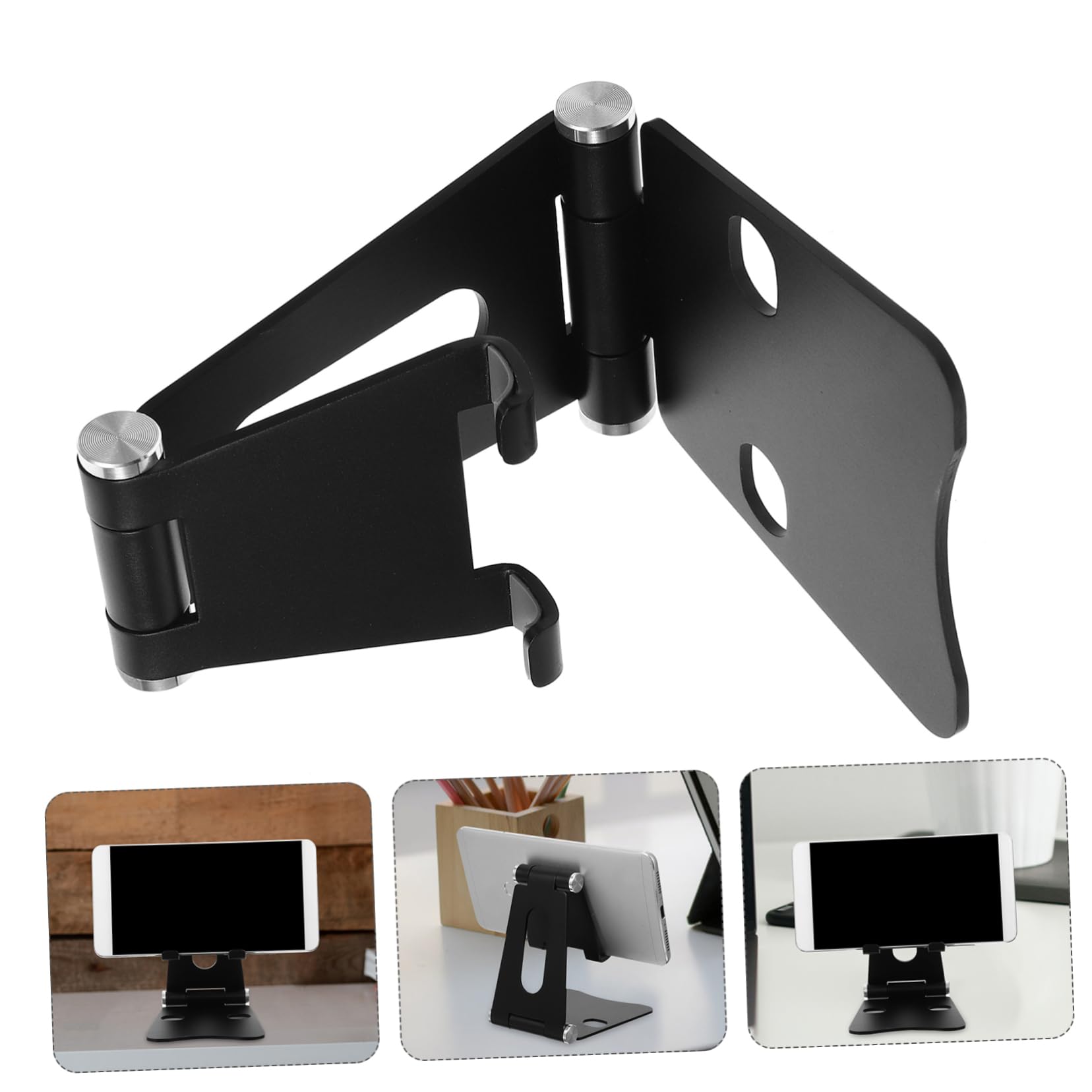 Didiseaon 2piezas Soporte De Escritorio Ajustable para Móvil y Tablet De Aleación De Base Antideslizante Compatible con y Smartphones Color Negro para Videos y