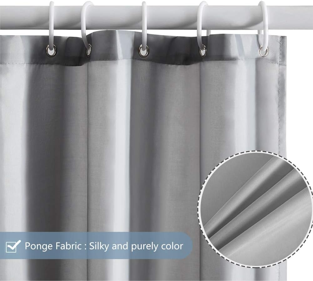 Furlinic Grey Shower Curtains Extra Wide Bathroom Waterproof Fabric Washable Liner Mould Proof Sets With 16 PCS Plastic Hooks 96 x 78 Inch 244 x 200cm - Image 4
