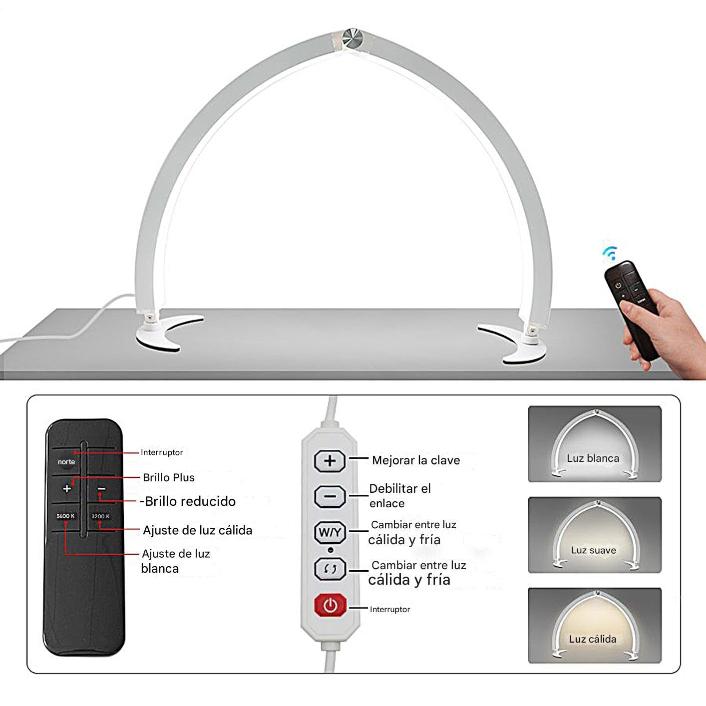 Genérico Luz de Mesa para Uñas Ajustable 40W | Lámpara de Uñas Forma Media Luna para Amiga Esposa Hermana Hija en Hogar Viajes Interior Exterior