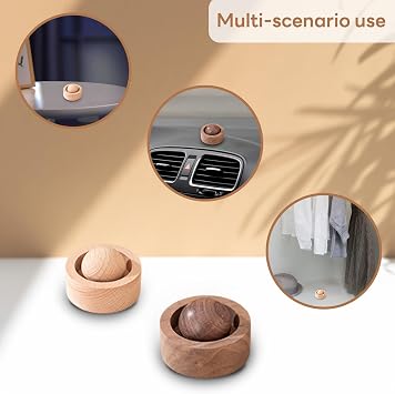 Wooden Essential Oil Diffuser - Round Ball Aromatherapy Diffuser, Walnut and Beech, for Office, Car, Yoga Hall (Walnut)