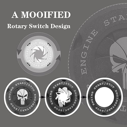 Miniatura 3 de Rotary Car Engine Start Stop Push to Start Button Encendido Skull Cover Anti-arañazos Universal Botón Spin Cubierta protectora Anillo de decoración