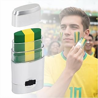 Soccer Fan Face Paint Stick, Flag Color for 2026 World Cup Games and Match Day Events, 3 Pack (Brazil)