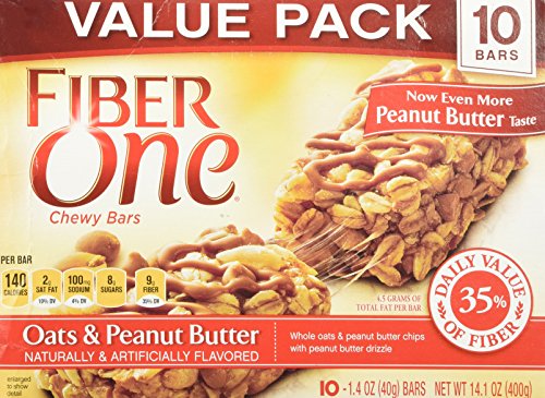 Fiber One Chewy Bars, Oats and Peanut Butter, 1 Box (10 Count)