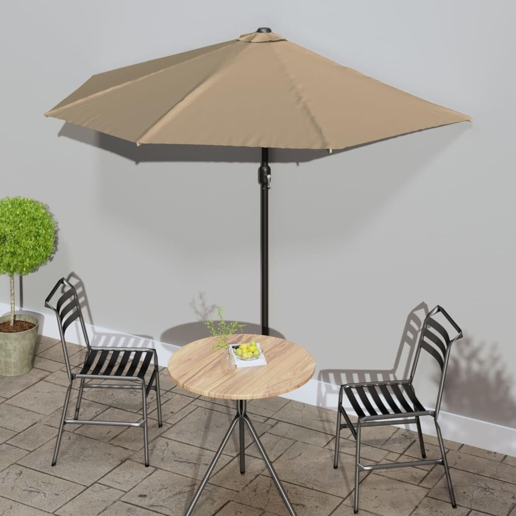 Ombrellone semicircolare da balcone, 300 x 155 cm, elegante ombrellone con manovella e asta in alluminio, per balcone, terrazza e giardino, salvaspazio, rosso bordeaux