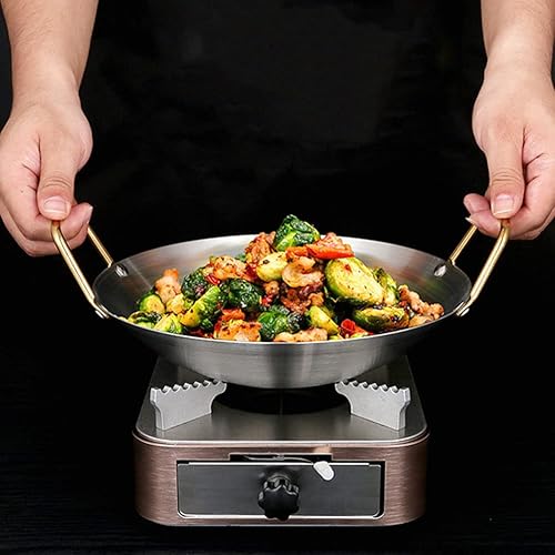 Miniatura 3 de Sartén Wok de acero inoxidable Pow Wok Stir Sartén de cocina china con doble asa para cocina doméstica y profesional, 11.8in