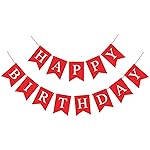 Waenerec Red Happy Birthday Banner Sign Happy Birthday Bunting Banner Garland for Kids Girl Woman Birthday Tea Party Decorations Bunting Flag Birthday Party Supplies