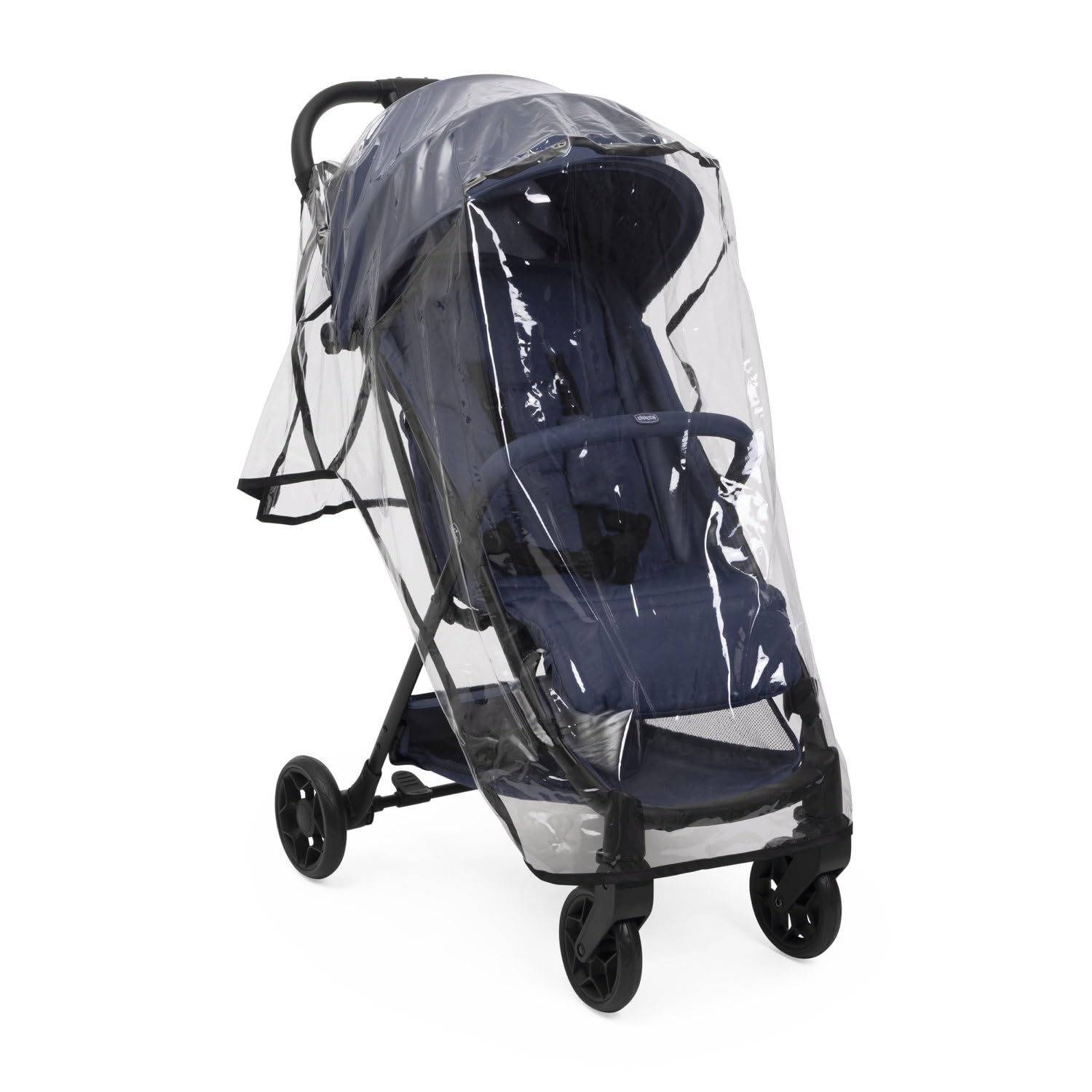 Chicco Parapluie Universel pour Poussettes, Protection Contre la Pluie et le Vent avec Fixations à Sangle, Compatible avec la Plupart des Poussettes, Transparent et Facile à Monter