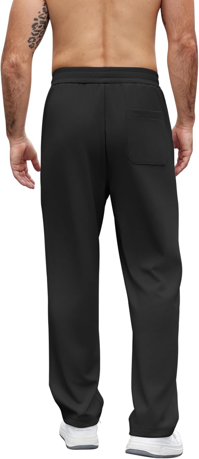 COOFANDY Mens Casual Sweatpants Open Bottom Lounge Pants Lightweight Baggy Workout Yoga Track Pants - Image 4