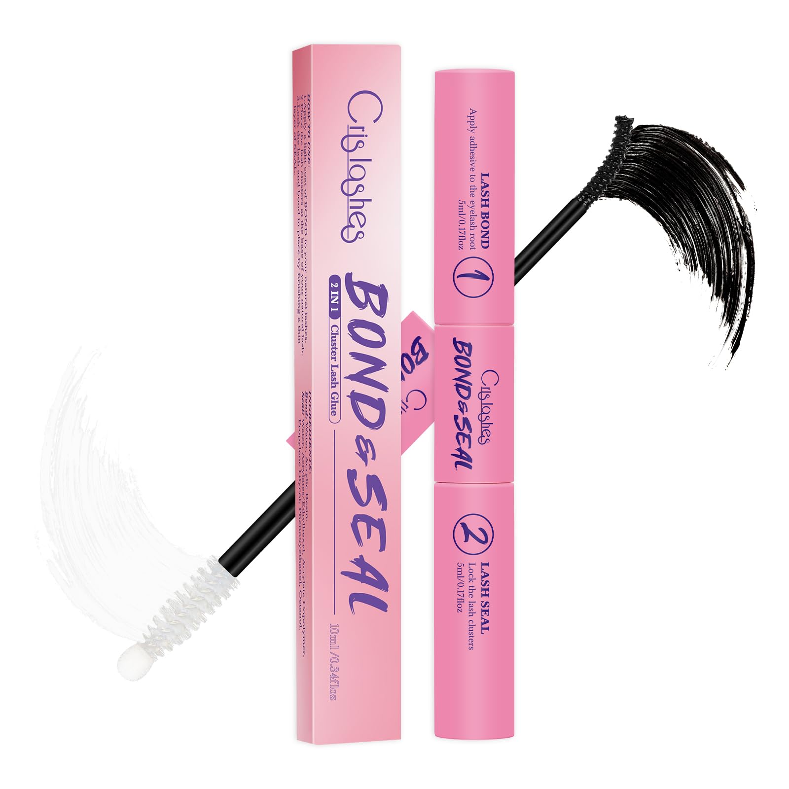 Crislashes Pegamento de Pestañas, Pegamento y Sellado de Pestañas Pelo a Pelo, Impermeable y Súper Retención DIY (5ml+5ml)