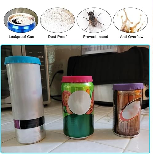 Miniatura 3 de Paquete de 6 tapas de silicona para latas de soda, 6 colores reutilizables sin BPA, tapón o protector para refrescos, cerveza, bebidas, jugo,