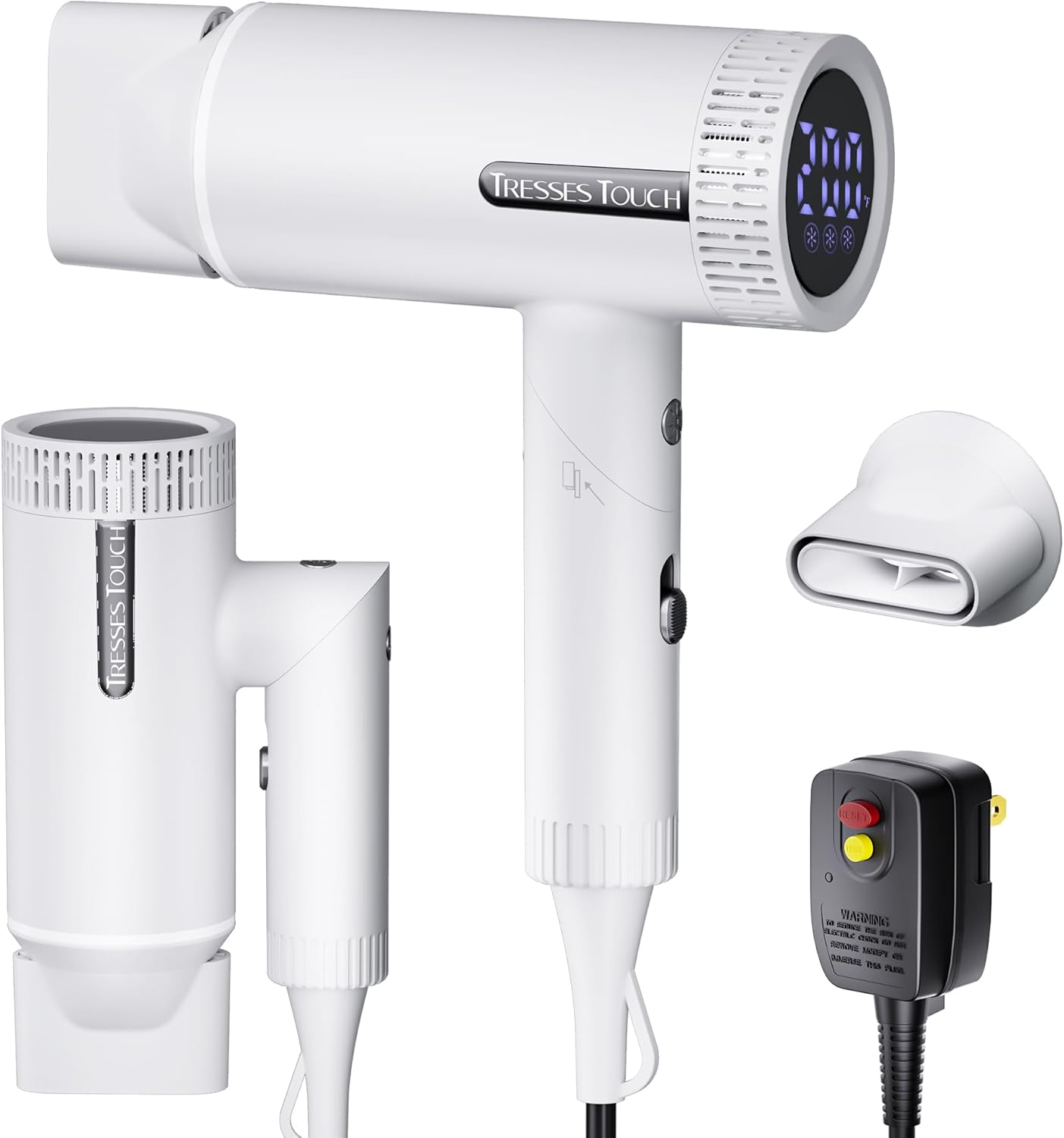 Hair Dryer, High-Speed Ionic Blow Dryer, Powerful 1600 Watt Motor for Fast Drying and Straight & Wavy Hair, Foldable, Lightweight Hairdryer with Magnetic Suction Nozzle for Home Salon Travel