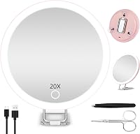 Jadazror 20x Nagyítós Utazó Sminkespegel LED Világítással 15cm 1