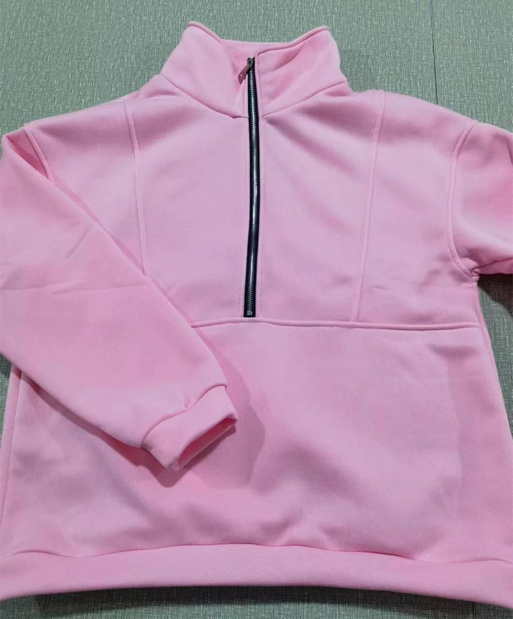 Damskie dwuczęściowe zestawy strojów jednolity kolor bluza z zamkiem do połowy i spodnie joggery pasujący dres Jogger zestaw treningowy