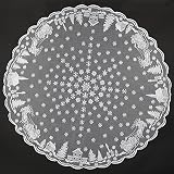 Smartcoco Round White Snowflake Elk Lace Tablecloth for Christmas Party Dinner Decor, Dia. 70"